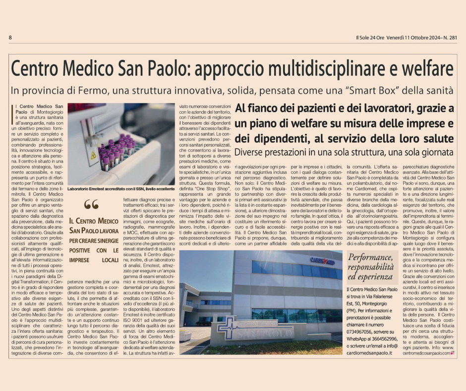 Approccio multidisciplinare e welfare – Art. Sole 24Ore